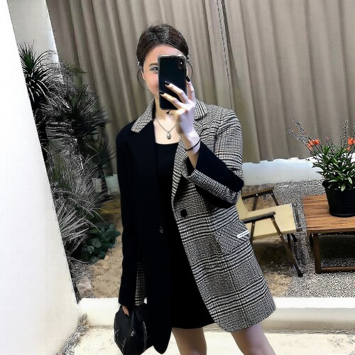 2025冬诚C系列 衣佳人折扣女装 翻领 千鸟格西装 双面呢大衣 9010