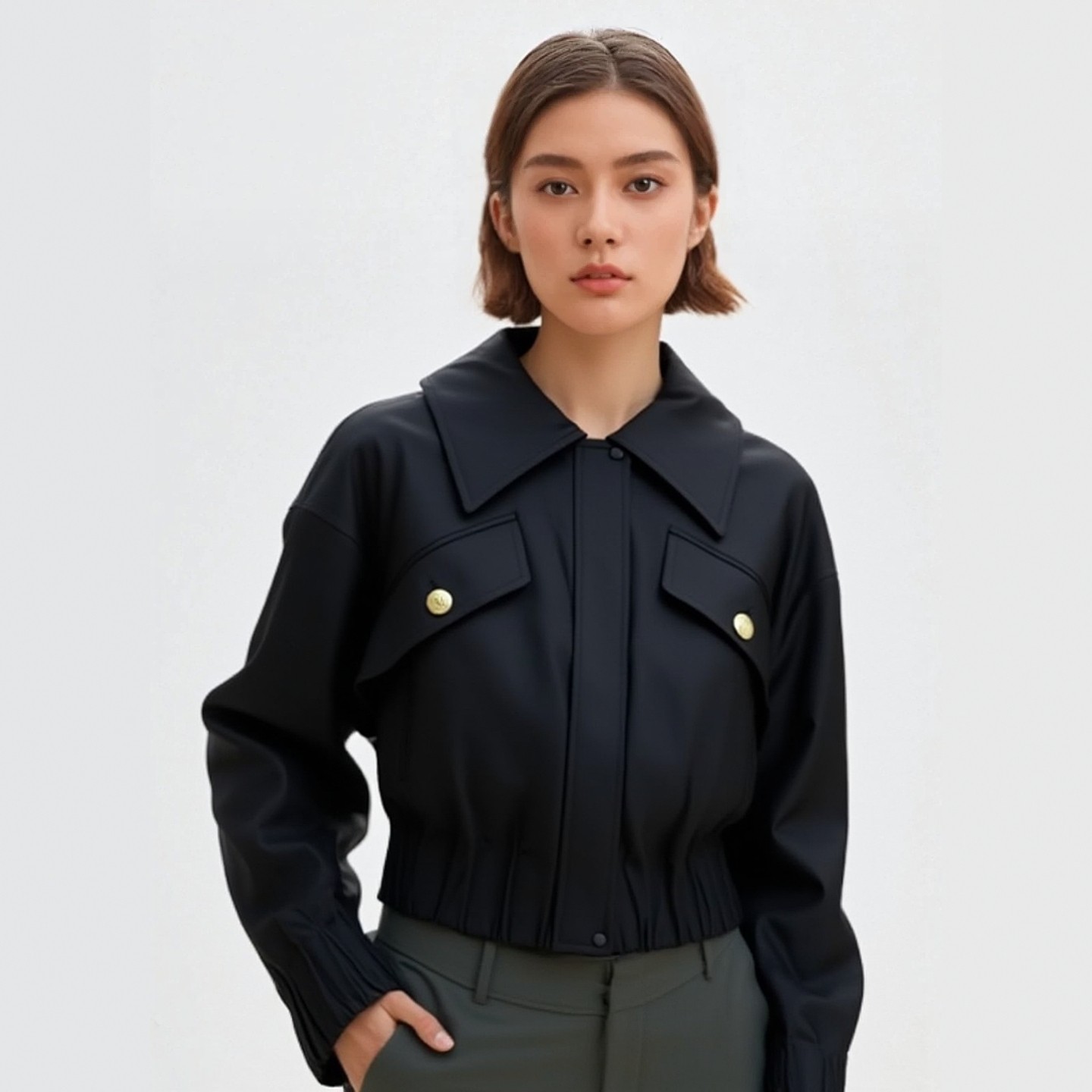 2025冬飘P系列1 衣佳人折扣女装 娃娃领 简约短款夹克外套 2215,女装/女士精品,短外套,淘宝优惠券,粉丝福利购,淘宝优惠卷