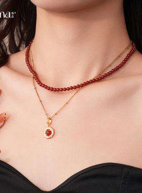 2025冬当季新款 衣佳人折扣 串珠虎眼石项链美拉德复古锁骨链