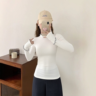 2025冬飘P系列 衣佳人折扣女装 木耳边领 甜美修身打底衫上衣2469