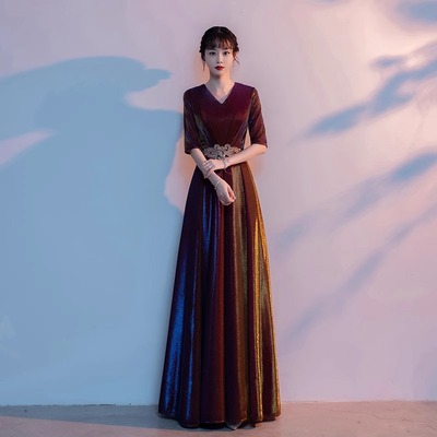 合唱礼服女长裙2025新款诗歌朗诵指挥服中老年大合唱团演出服