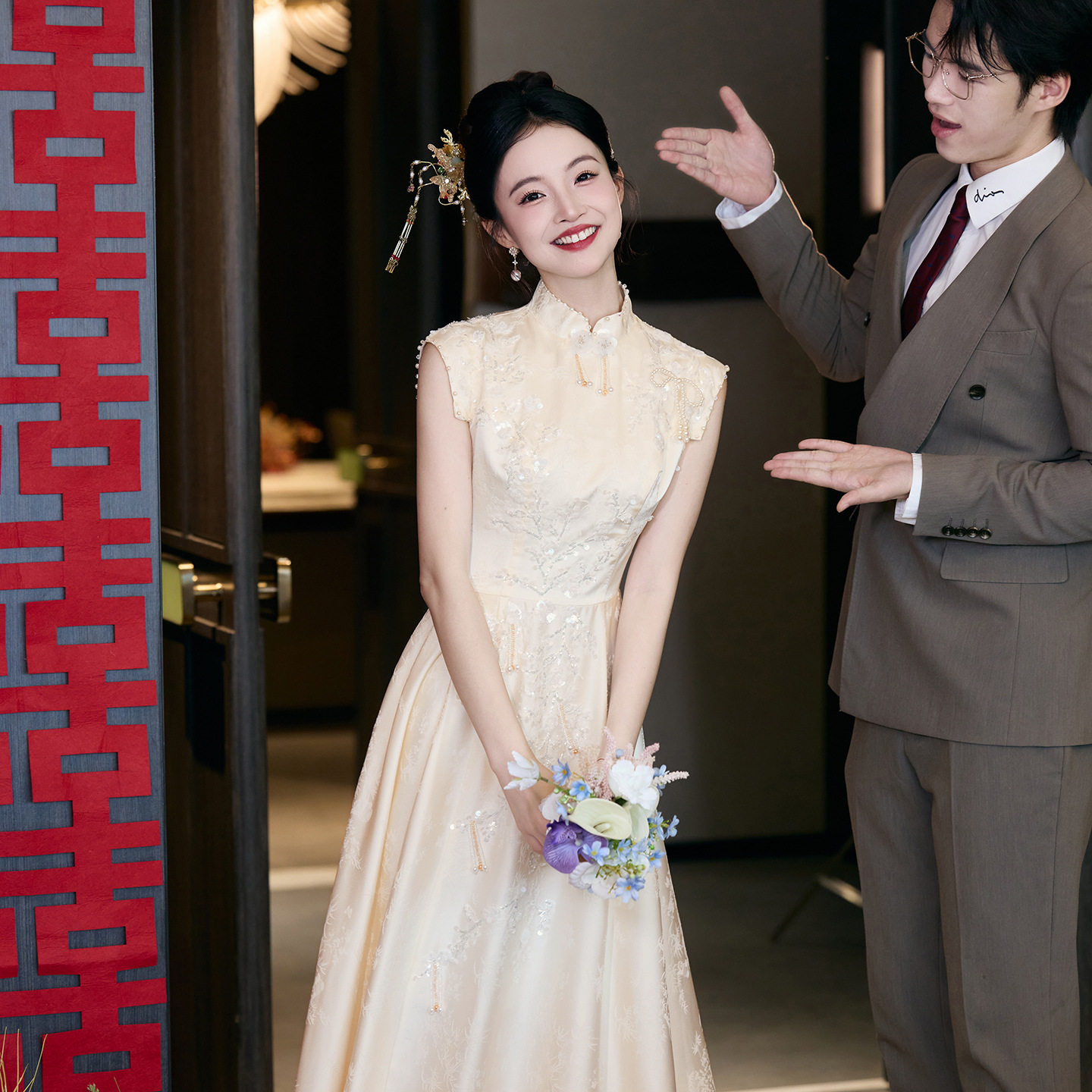 新中式订婚礼服2026新款香槟色敬酒服新娘结婚小个子领证登记大码