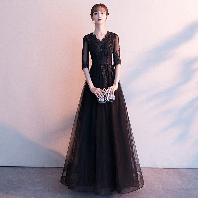 气质晚礼服女2026时尚新款宴会高贵长款黑色名媛洋装小黑裙显瘦夏