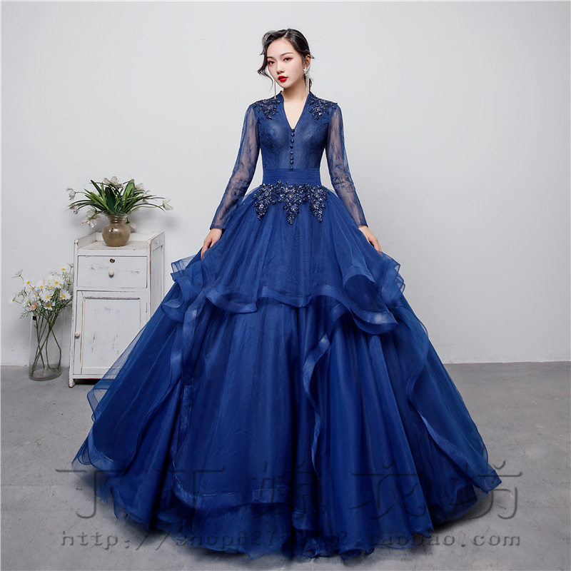 彩色婚纱礼服2026新款声乐独唱演出服蓬蓬裙年会合唱艺考礼服长款