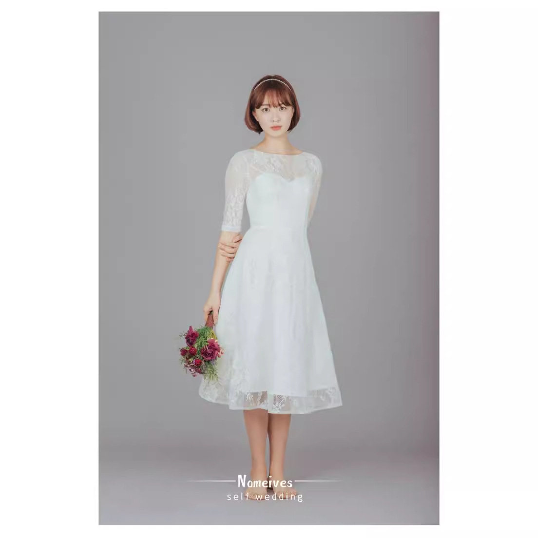 甜美蕾丝轻婚纱2026新款森系田园沙滩海边旅拍写真礼服公主裙跨境