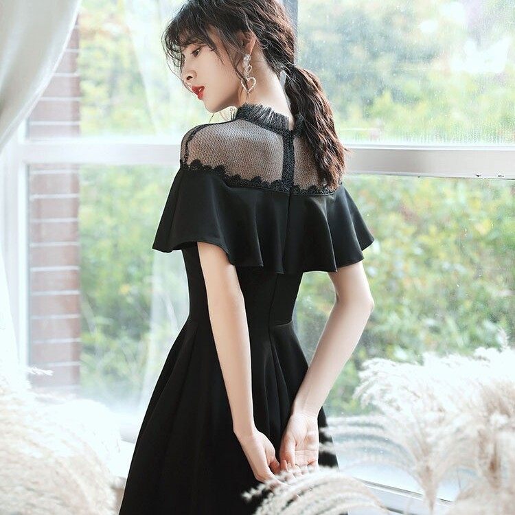 黑色小个子晚礼服裙女2025新款宴会小众轻奢主持短款大码气质礼服