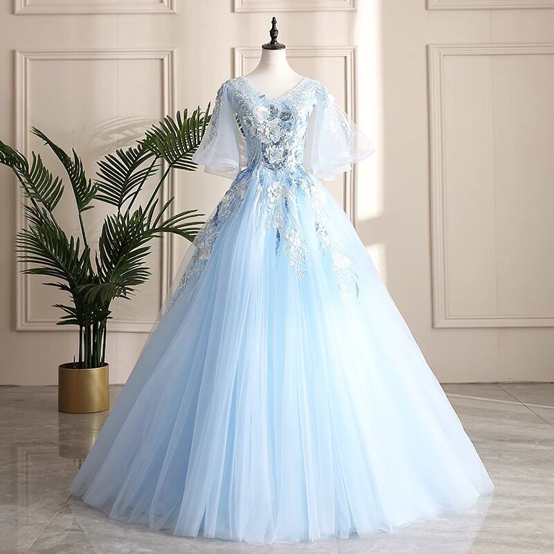彩纱婚纱晚礼服艺考民歌独唱美声蓬蓬裙演出服长款年会主持人礼服