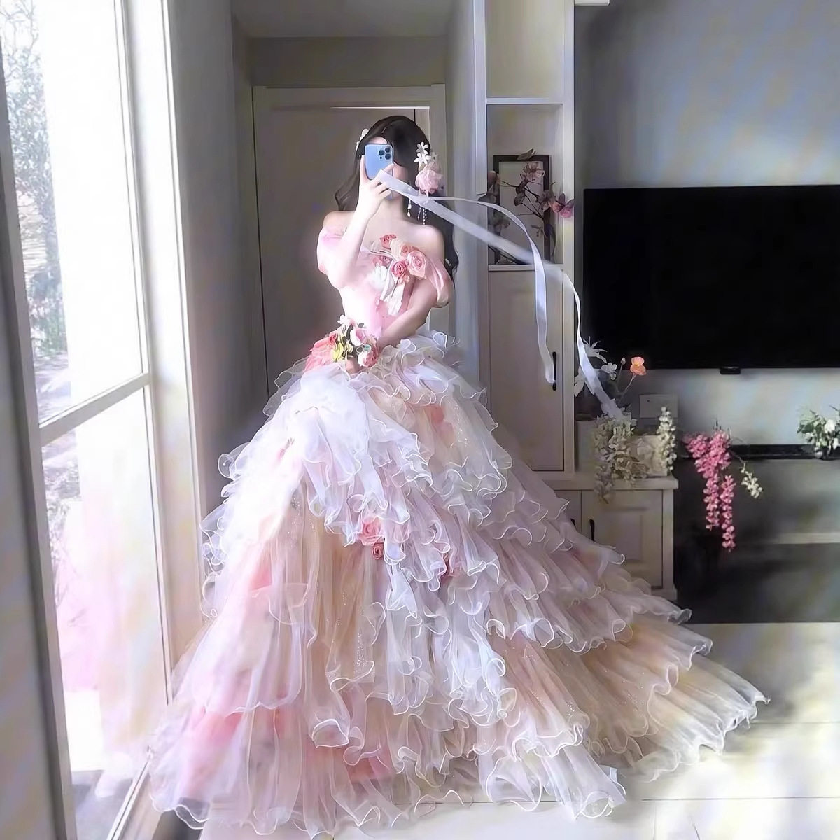 2026新款生日会成人礼婚纱照新娘伴娘服主持绝美超仙艺考礼服裙