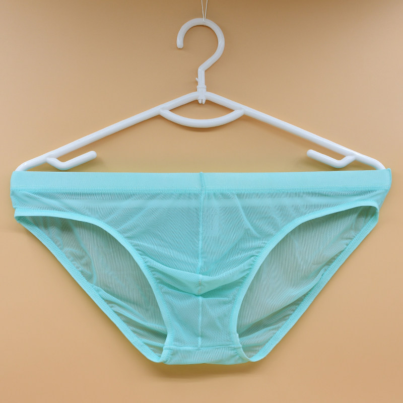 兰兰内务男士三角内裤透明网纱