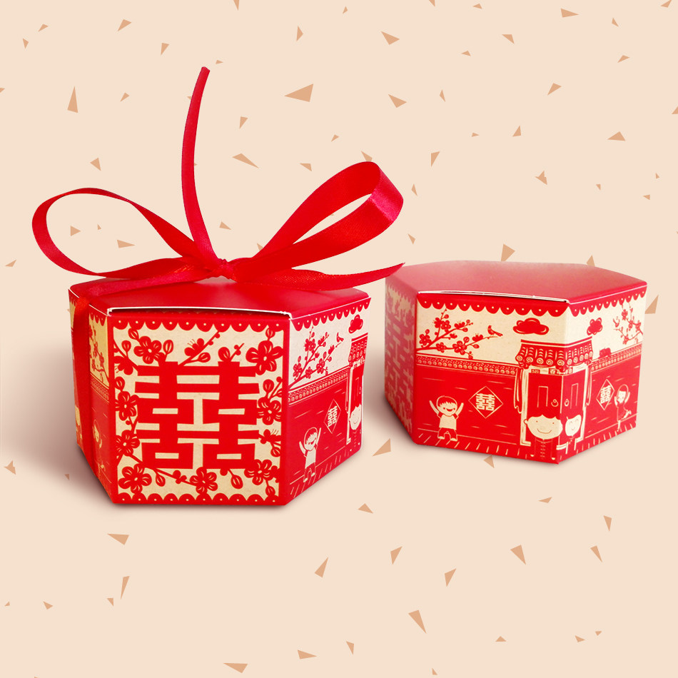 刺耳 创意结婚礼盒包装纸中国风喜糖盒袋子 中式个性婚庆用品