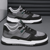 皮面板鞋 运动潮流男子2024春秋新款 白色休闲百搭平底耐磨工作棕色