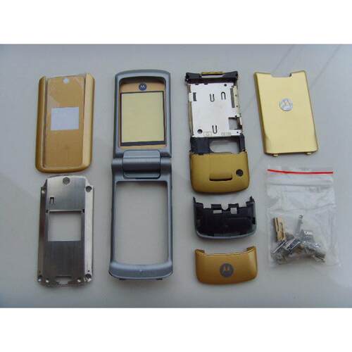 适用摩托罗拉MOTOROLA KRZR K1手机外壳 含镜面 后盖 小配件 金色