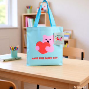 出韩国原单手提袋GONGCHA&JELLY BEAR联名手提小书袋手提购物袋