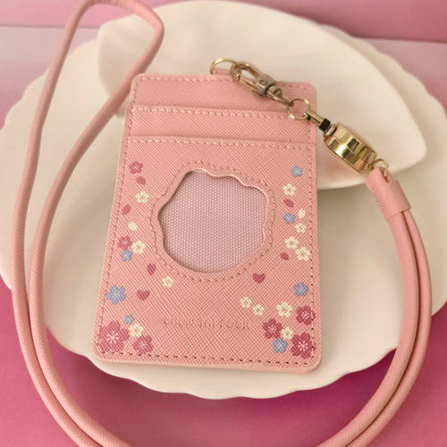 精致皮质粉色樱花卡包证件保护套