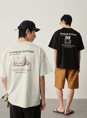 Vavu户外露营后背印花短袖T恤吸湿速干凉感情侣上衣夏季圆领半袖