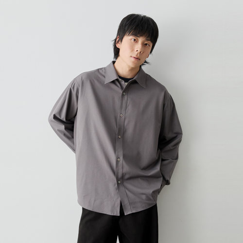 Vavu免打理垂感抗皱翻领长袖衬衫