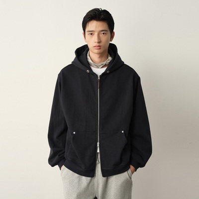 Vavu重磅480G双拉链铆钉连帽卫衣