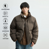 6折限时羽绒服 Vavu复古立领90安心白鸭绒羽绒服宽松贴袋外套