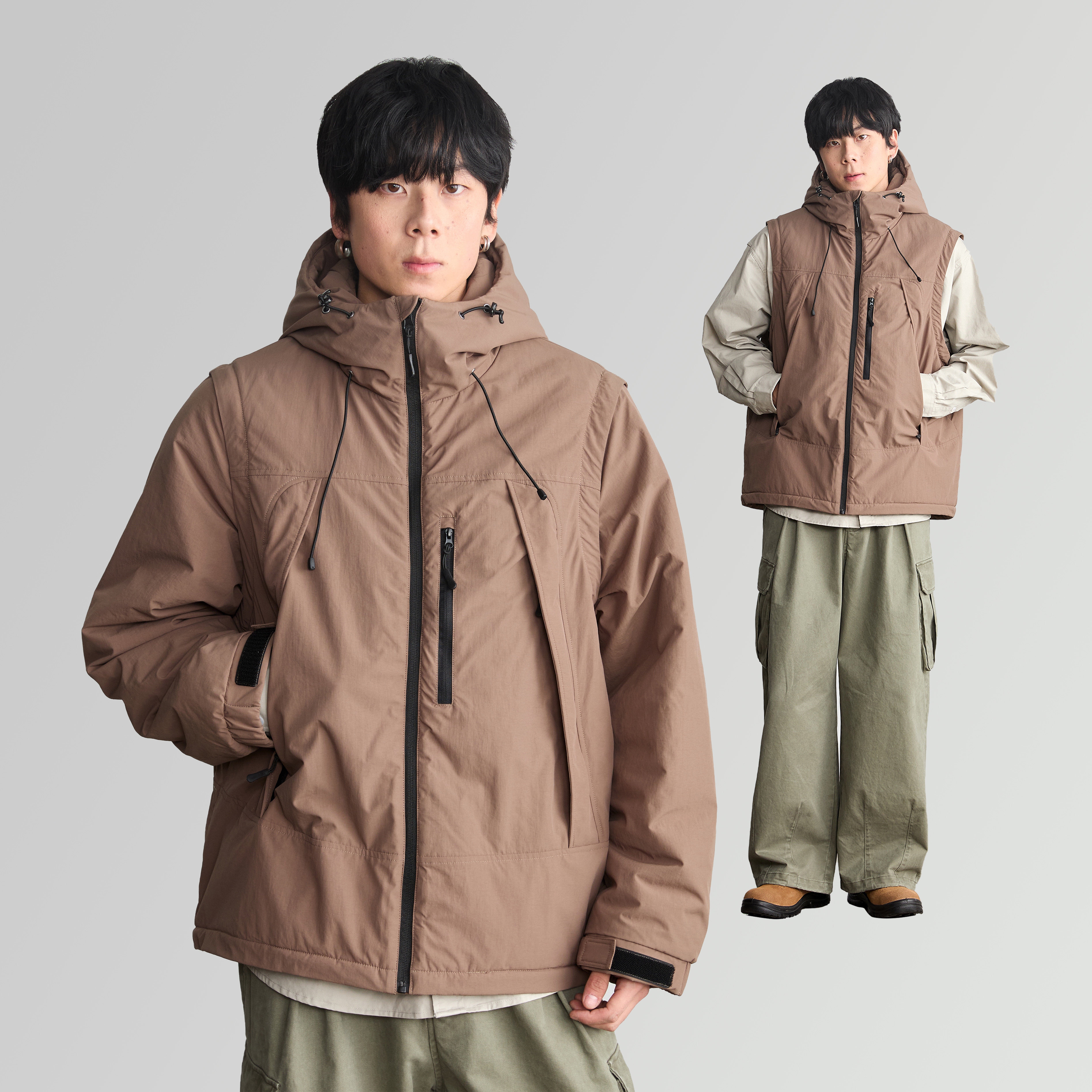 【特惠7折】【一衣多穿】Vavu山系户外可拆袖连帽棉服防泼水棉衣,男装,棉衣,淘宝优惠券,粉丝福利购,淘宝优惠卷