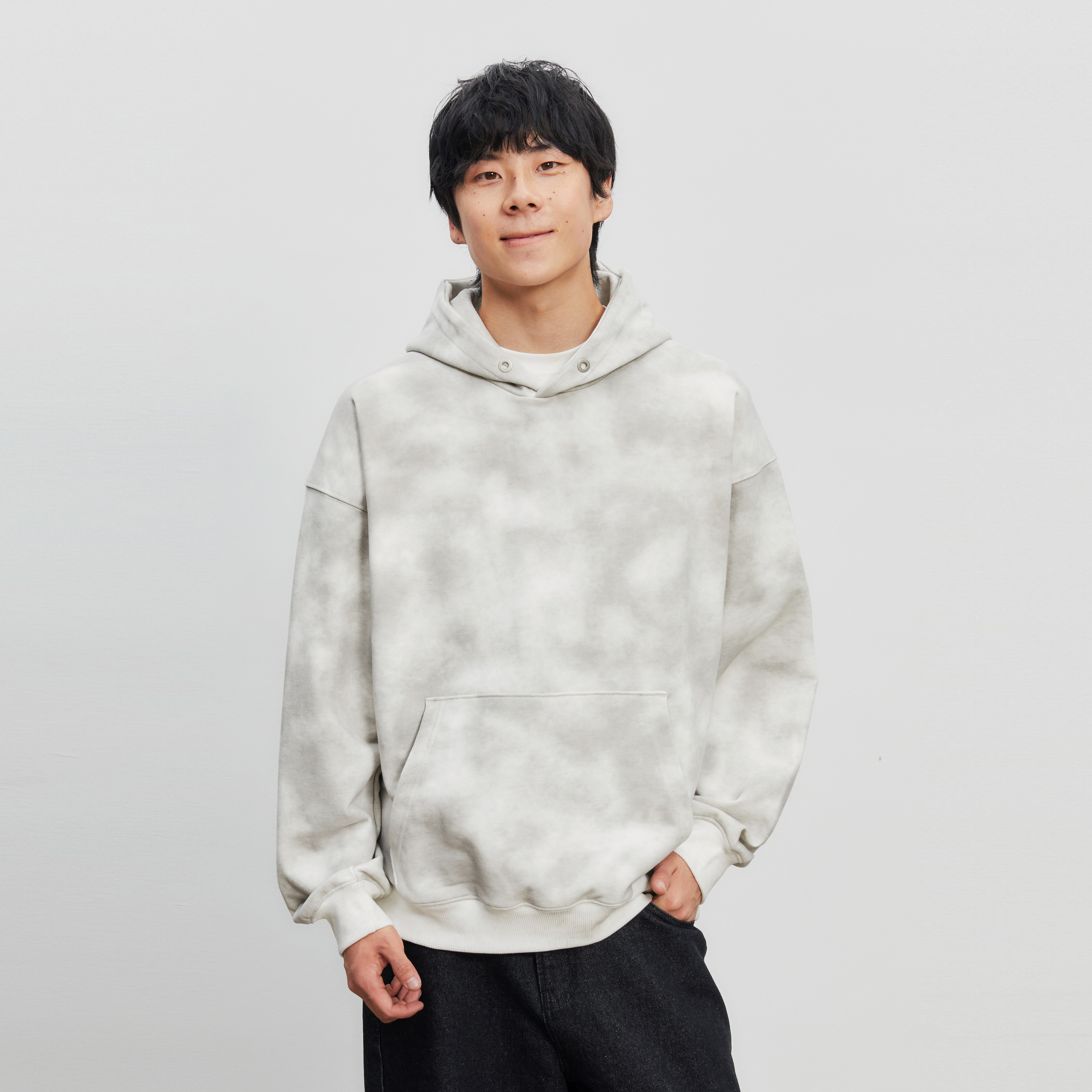 Vavu设计感污渍做旧水洗连帽卫衣