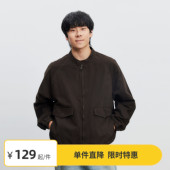 外套工装 Vavu无领口袋夹克男日系休闲开衫 拉链长袖 特惠4折