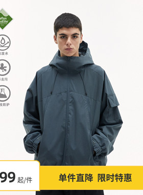 【限时6折】Vavu防泼水连帽拉链外套Teflon三防徒步冲锋衣夹克