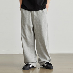 Vavu春秋弧形剪裁慵懒感卫裤复古休闲运动长裤直筒裤纯色休闲裤