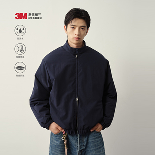 Vavu3M新雪丽立领哈灵顿棉服罗纹下摆防泼水双拉链休闲夹克外套男