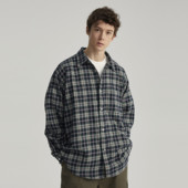 vavues 春秋基础法兰绒格子衬衫 美式 Vavu 复古长袖 外套情侣潮牌