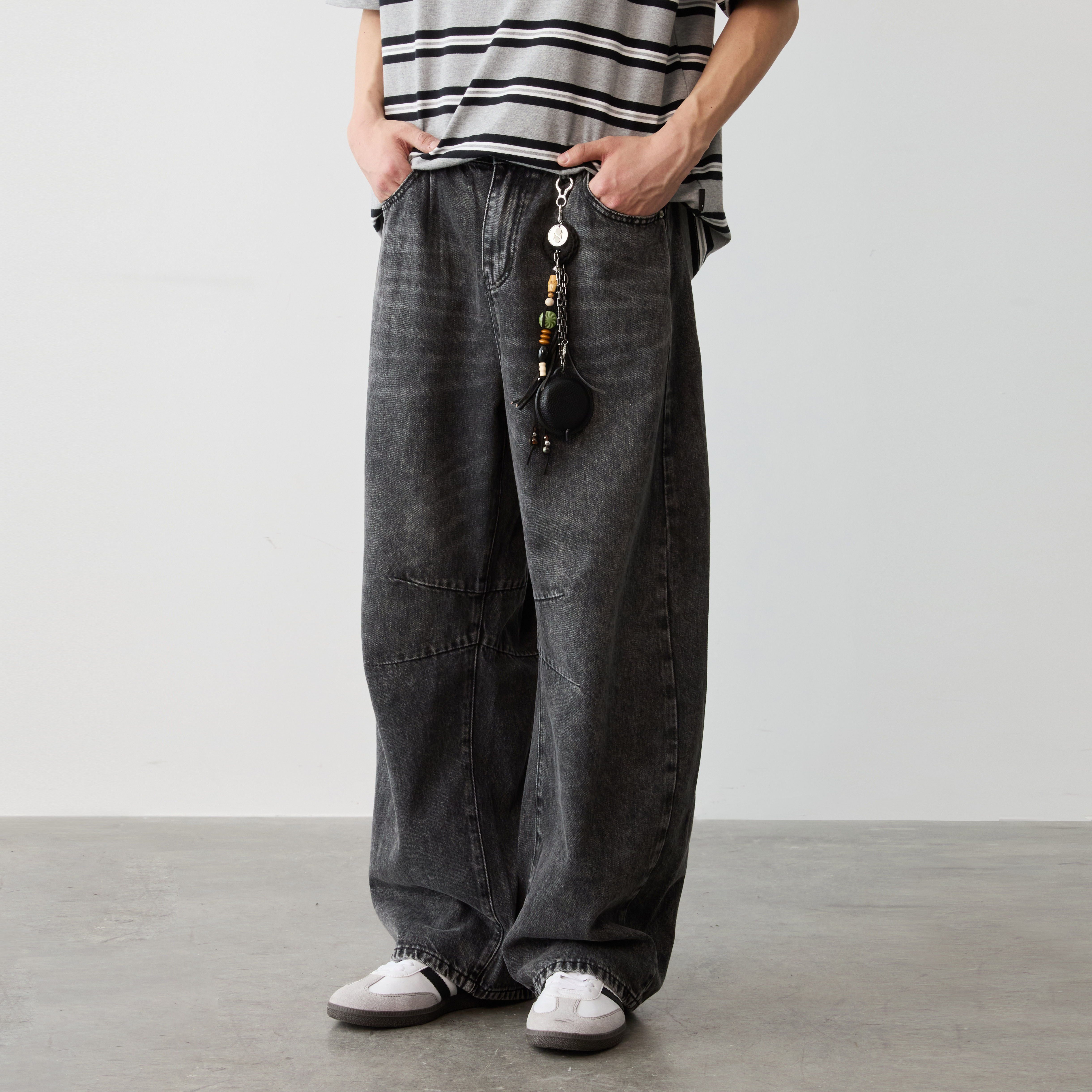 Vavu弯刀阔腿牛仔裤经典原牛长裤