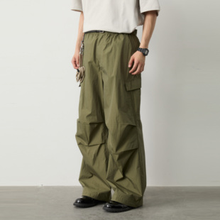 宽松侧大口袋丛林裤 裤 户外褶皱长裤 阔腿工装 多口袋伞兵裤 Vavu美式