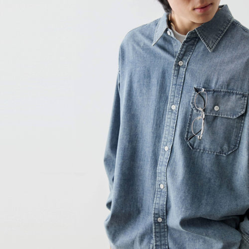 【口袋可挂件】Vavu水洗牛仔衬衫