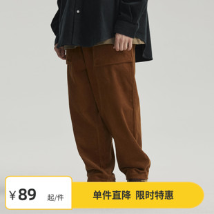 纯棉休闲裤 Vavu秋冬灯芯绒立体大兜长裤 复古直筒裤 4折限时