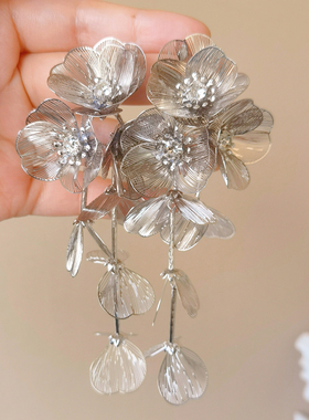 DD不重！自留chao好戴巴洛克金丝花朵团簇耳环夸张网红小红书耳坠