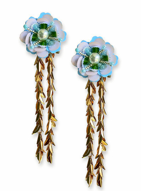 DD繁花系列/设计师原创 秋季新款片片锁心简约百搭秀气瘦脸耳环