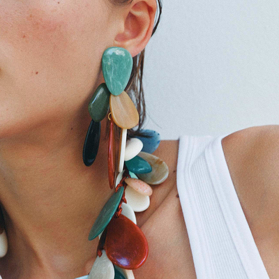 冷淡气质几何树脂彩色耳环项链