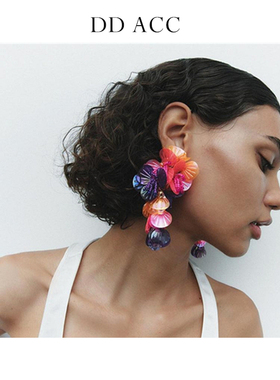 DD手工钉珠亮片耳环拼色串珠