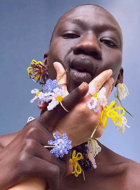 DD繁花系列/法式浪漫仙气满满古风仙侠水晶耳环耳夹原创设计紫色