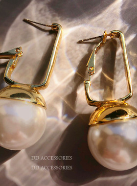 DD未来系列/自留高品质925银欧美百搭简约几何风大气珍珠耳钉耳环