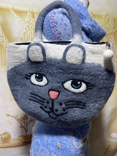 尼泊尔纯羊毛包人脸包羊毛毡包手工刺绣女包斜挎百搭可爱单肩