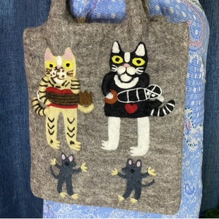 尼泊尔纯羊毛包包人脸包羊毛毡包包手工刺绣女包斜挎百搭单肩