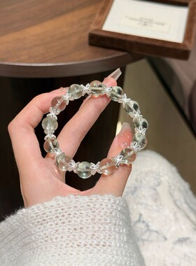 天然绿莹石绿水晶手链女款时尚百搭饰品送女友情侣生日礼物屿白记