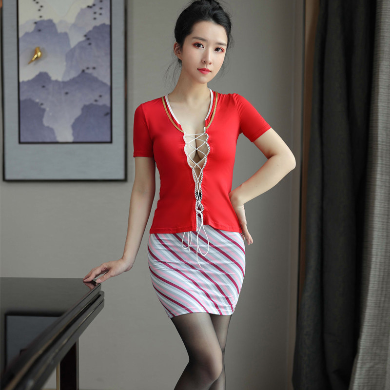 性感制服情趣空姐服装紧身诱惑夜店火辣包臀超薄镂空套装