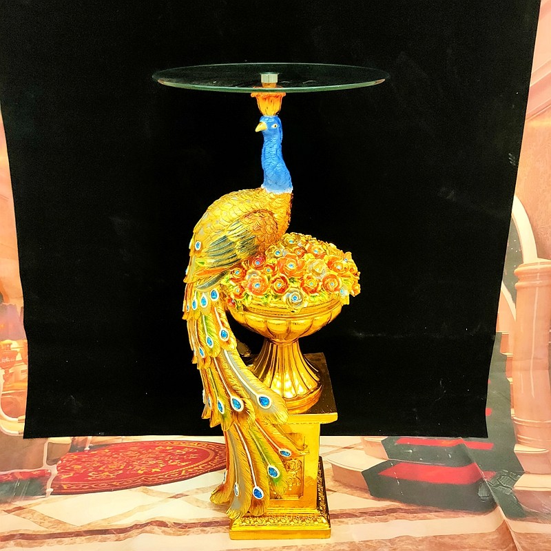 孔雀花架摆件客厅电视柜沙发旁边几落地大花瓶欧式美式家居装饰品