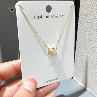 925纯银项链 高级感天然白贝壳H字母银饰 锁骨链洗澡佩戴不掉色