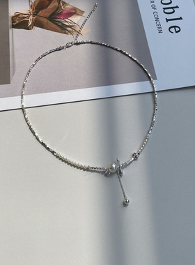 防过敏不掉色韩版轻奢感碎银子不规则小众设计短款项链日常百搭款
