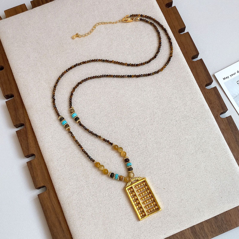 防过敏不掉色 新中式如意算盘中长款项链 裙子配饰 毛衣链挂件女