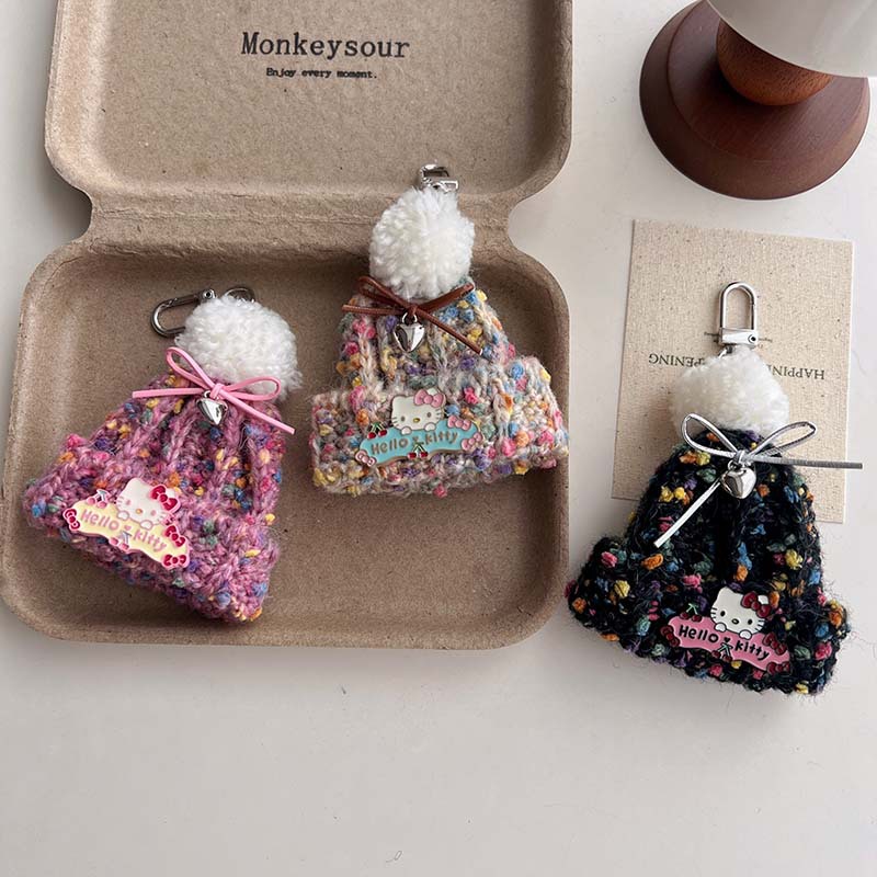 秋季新款毛线帽子钥匙扣挂件可爱卡通创意百搭少女包包挂饰批发