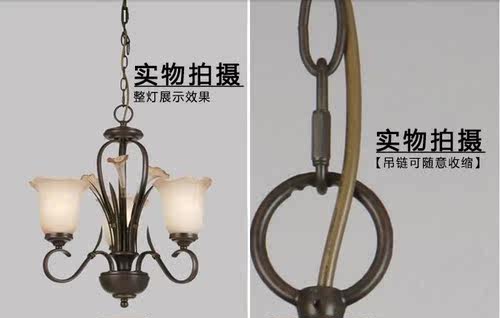 莹辉百得诗特欧式古典美式乡村田园餐厅卧室书房3头吸吊灯WAB1053