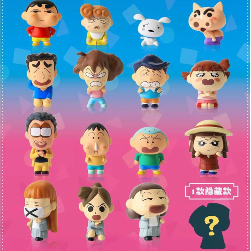 UNIPOP正版蜡笔小新崩坏表情包萌粒公仔Q萌手办摆件潮玩盲袋礼物